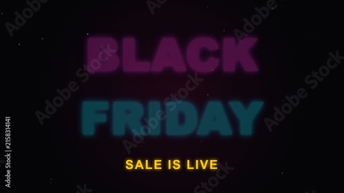 Black Friday Neon Sale Typography with Glowing Light Effects