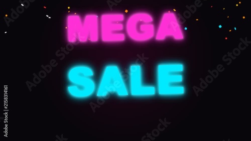 Black Friday MEGA SALE Neon Sale Typography with Glowing Light Effects