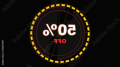 Rotating Black Friday Sale Badge with 50% Discount Percentage Animation