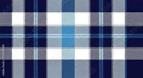 Classic Blue and White Plaid Pattern Background.
