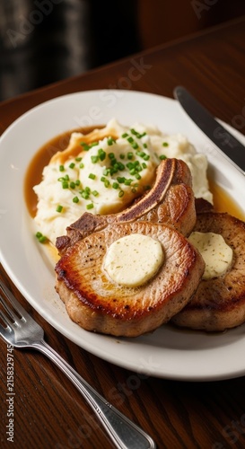 Classic English Breakfast With Sausage And Eggs On Plate.