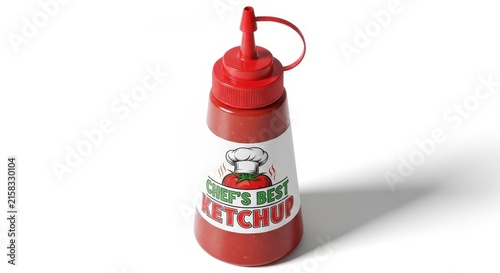 Classic Heinz Tomato Ketchup Bottle Isolated on White.