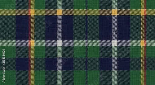 Classic Green and Navy Blue Plaid Pattern Background.