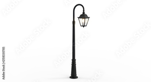 Classic Black Street Lamp with Ornate Design.