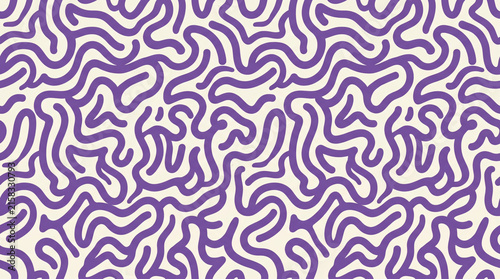Seamless Purple Abstract Pattern With Organic Squiggles And Lines