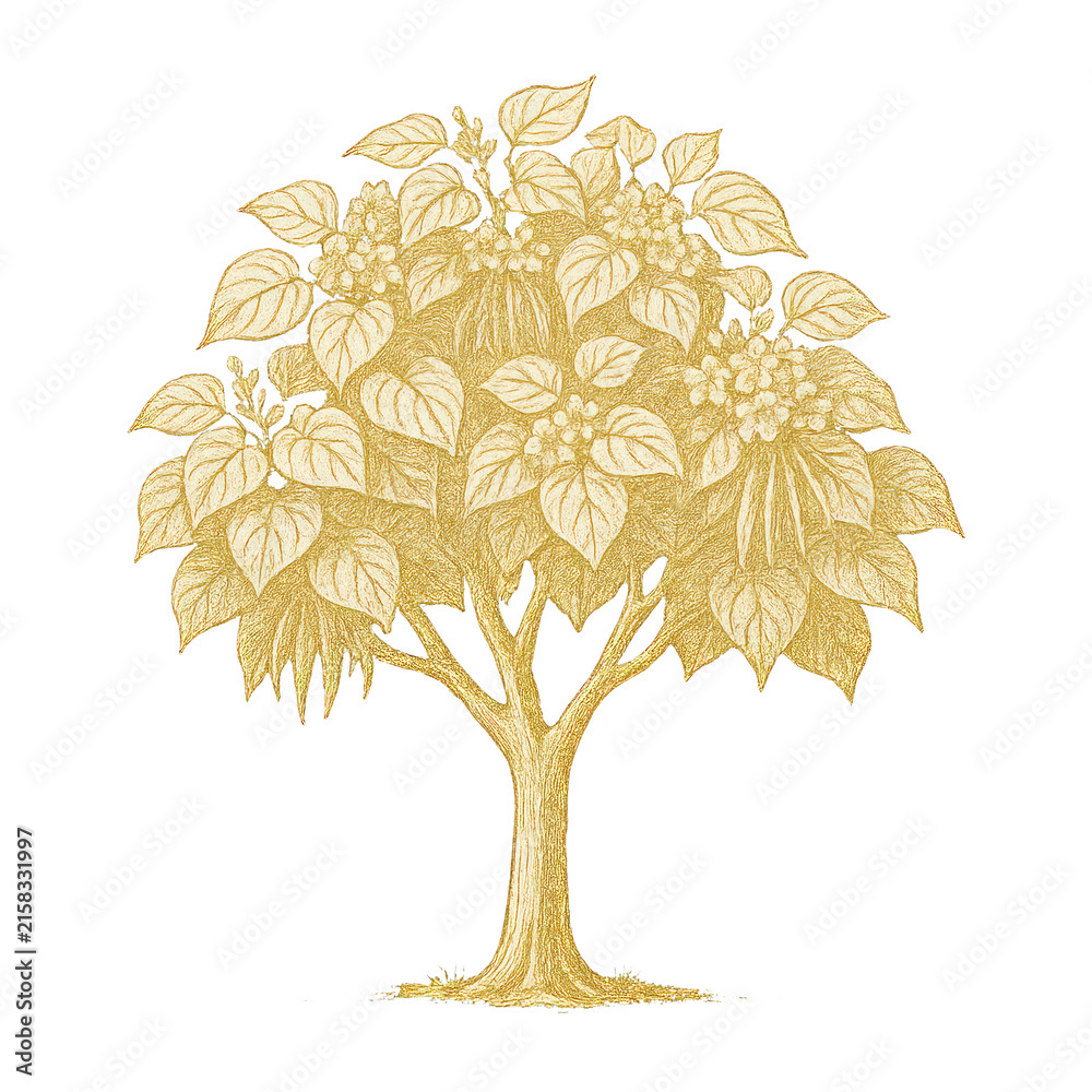 Naklejka premium PNG Golden tree illustration art