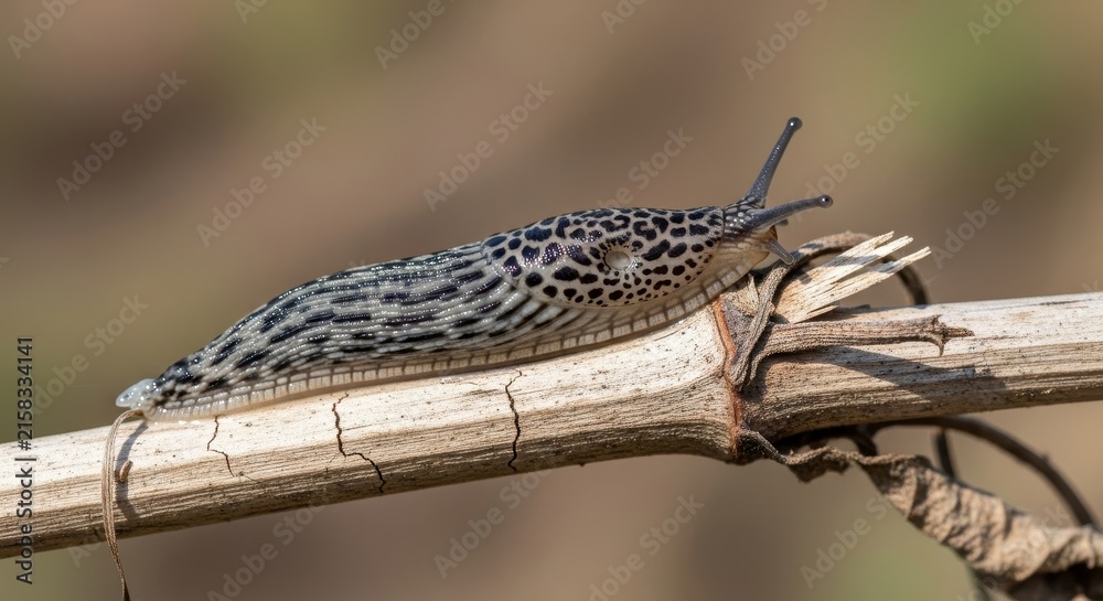 Fototapeta premium Close up of a detailed insect on a thin branch.