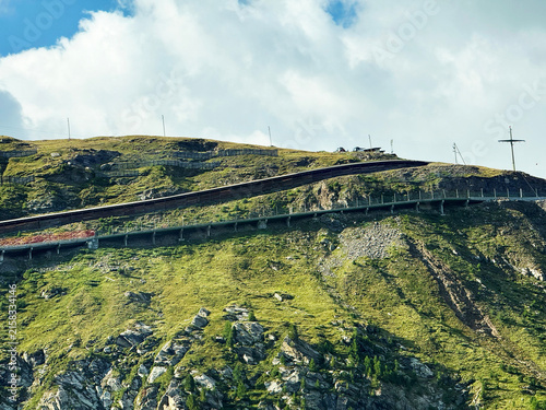 Gornergrat Railway, famous electric cogwheel mountain train in Alps and Switzerland - Gornergratbahn oder Gornergrat Bahn, berühmte elektrische Zahnradbahn in den Alpen und der Schweiz