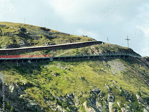 Gornergrat Railway, famous electric cogwheel mountain train in Alps and Switzerland - Gornergratbahn oder Gornergrat Bahn, berühmte elektrische Zahnradbahn in den Alpen und der Schweiz