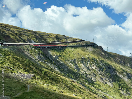 Gornergrat Railway, famous electric cogwheel mountain train in Alps and Switzerland - Gornergratbahn oder Gornergrat Bahn, berühmte elektrische Zahnradbahn in den Alpen und der Schweiz
