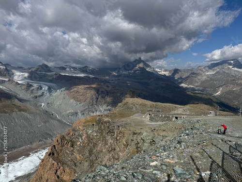 Gornergrat Railway, famous electric cogwheel mountain train in Alps and Switzerland - Gornergratbahn oder Gornergrat Bahn, berühmte elektrische Zahnradbahn in den Alpen und der Schweiz