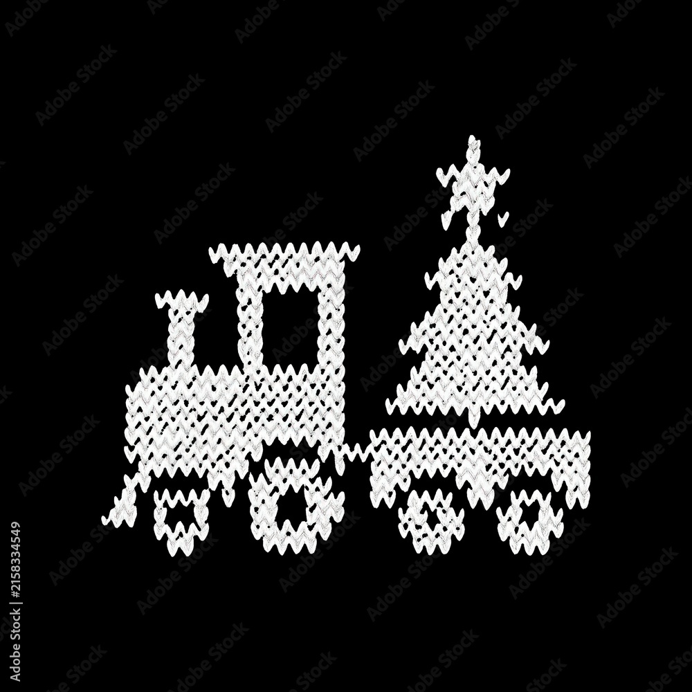 Obraz premium Festive knitted train illustration.