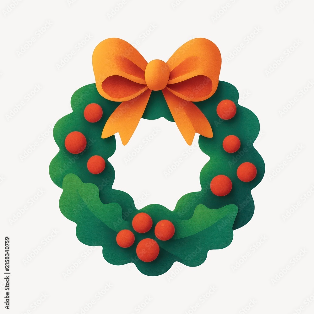 Naklejka premium Festive wreath with orange bow.