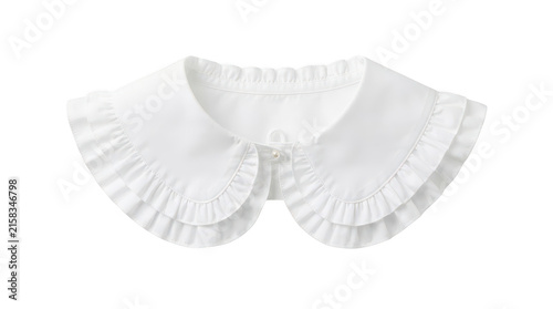White detachable collar with ruffles isolated on white background isolated on transparent background