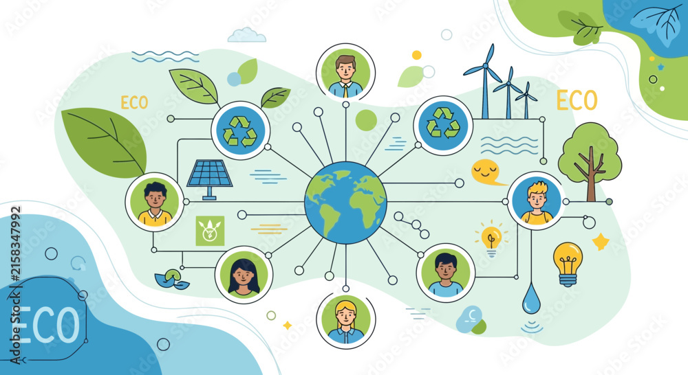 Naklejka premium Eco friendly sustainable business growth concept illustration.