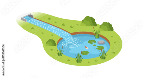 Vibrant green toy boat floating on a blue water surface.