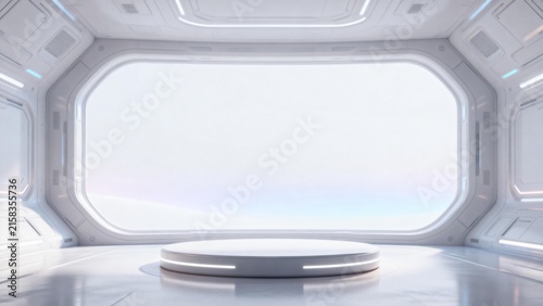 Futuristic space station interior