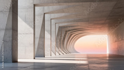 Concrete tunnel with light at end