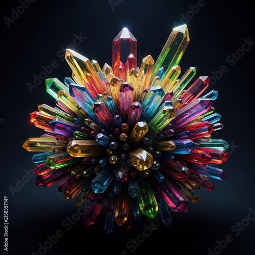 Colorful Crystal Cluster Abstract Geometric Artwork.