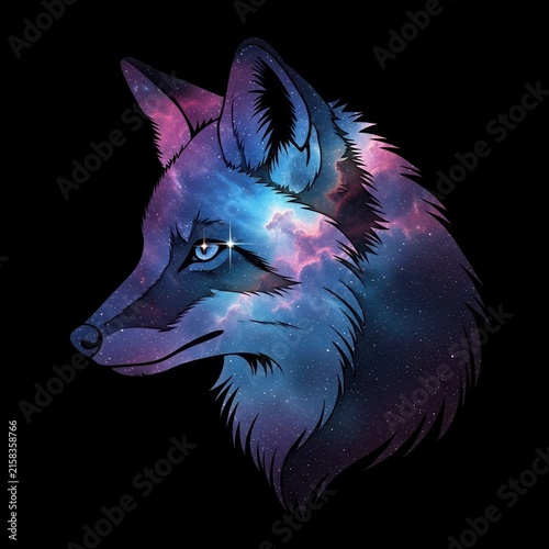 Colorful Cosmic Fox Portrait with Nebula Fur.