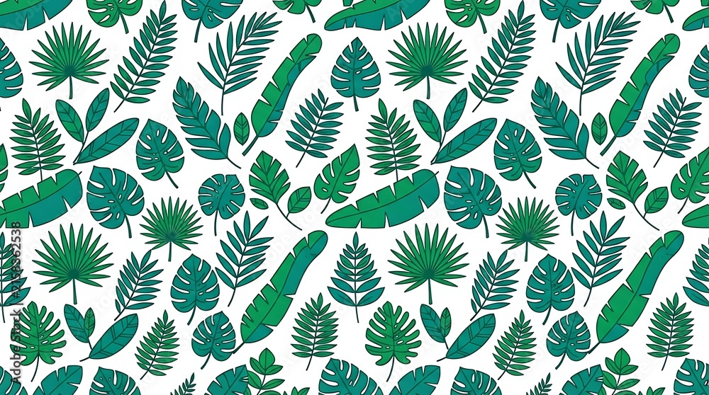 Green tropical leaves pattern design