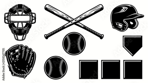Baseball equipment set with bats balls and glove