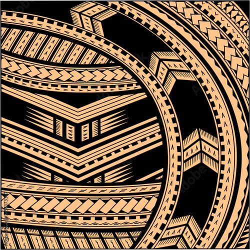 Fotografie Polynesian tribal seamless pattern background vector illustration with tradition