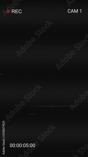 Professional digital viewfinder overlay with timecode, rec icon, and cam five text recording animation Video 4K