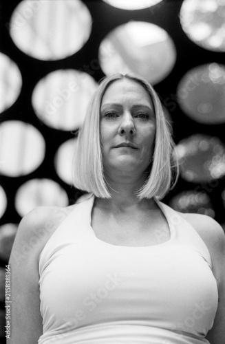 Photography Woman with blonde hair in monochrome portrait