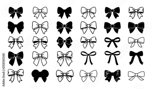 Bow Icon Set Multi Style Ribbon Gift Hair and Decorative Vector Collection