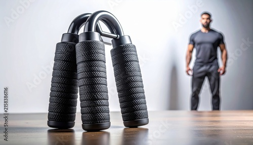 Pair of Black Hand Grippers for Strength Training in a Gym Setting