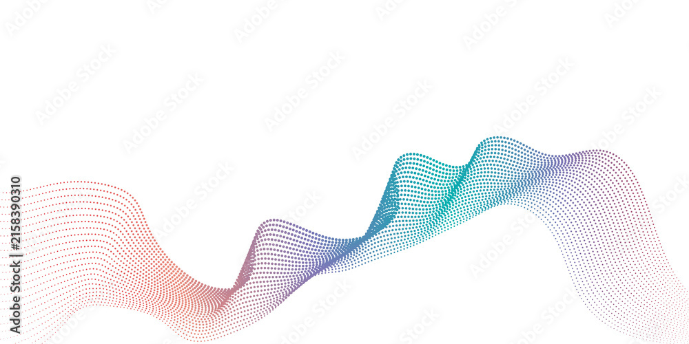 Fototapeta premium Colorful dotted wave flow background
