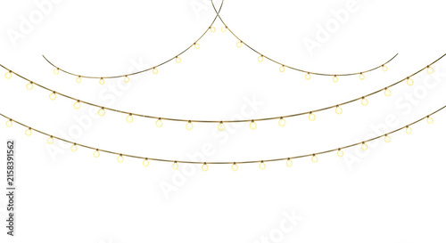A string of fairy lights on a white background isolated on transparent background
