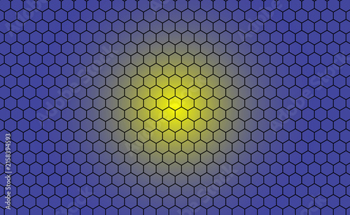 Abstract Blue and Yellow Hexagon Honeycomb Gradient Pattern Background