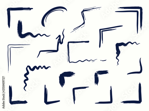 Hand Drawn Grunge Brush Stroke Corner Borders Collection for Creative Scrapbooking and Graphic Design Projects