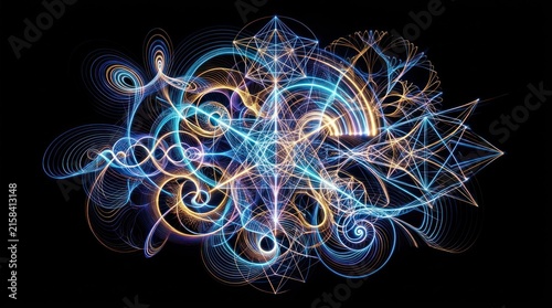 Intricate Cosmic Mandala Sacred Geometry Abstract Art.