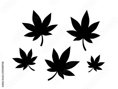 Five Maple Leaves Autumn Pictogram Set (秋のもみじ5枚)