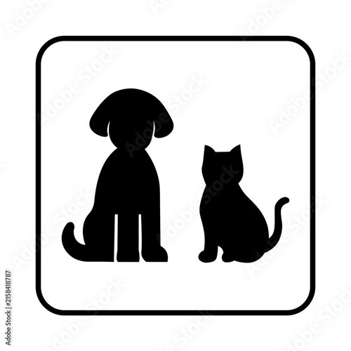 Pet Friendly Sign with Dog and Cat Pictogram (ペット案内)
