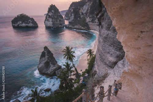 Diamond Beach cliff scenery on Penida Island, Indonesia