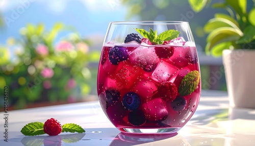 Fresh strawberries in clear glass pitcher with water.
