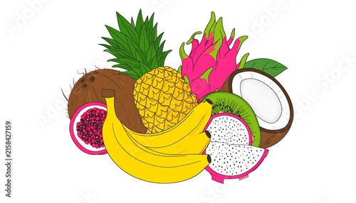 Colorful pineapple and fruit arrangement bouquet.