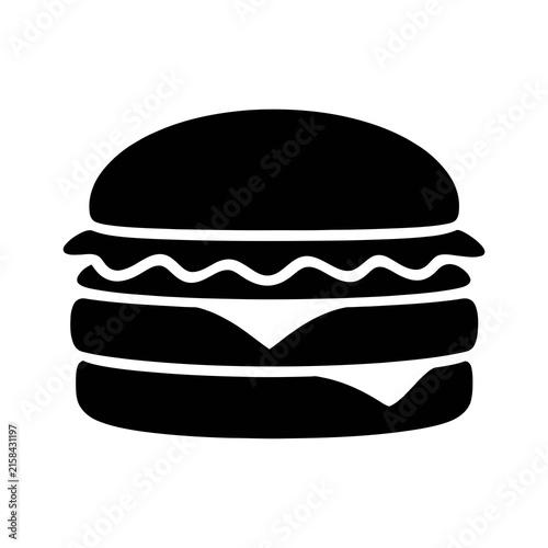 Minimalist burger icon silhouette vector graphic for fast food branding and digital menus