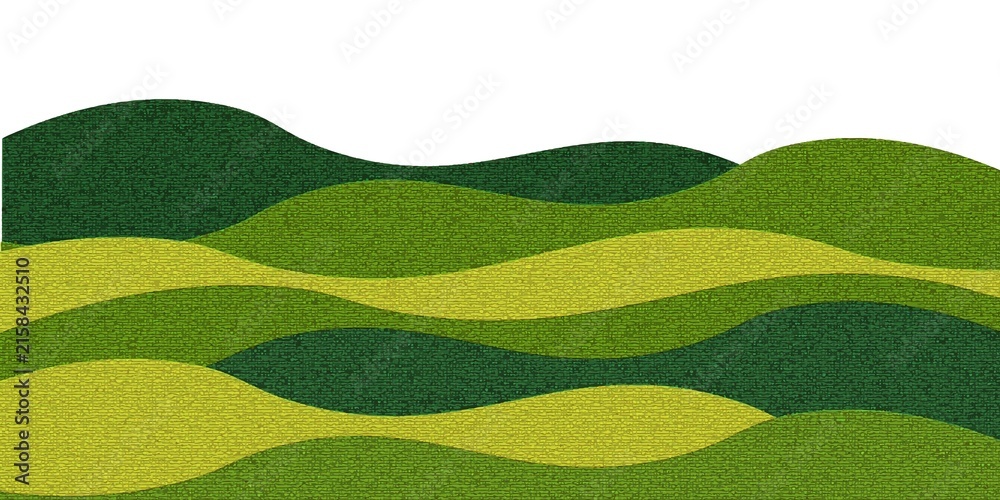 Fototapeta premium Abstract Japanese Rice Field Pattern. Agriculture Landscape Illustration. Green Tea Hills Collage Illustration. Vector Grass Mountain Texture.