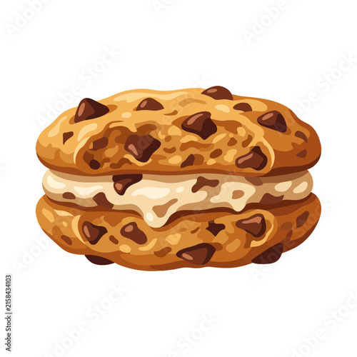 Chocolate chip sandwich cookie with cream filling