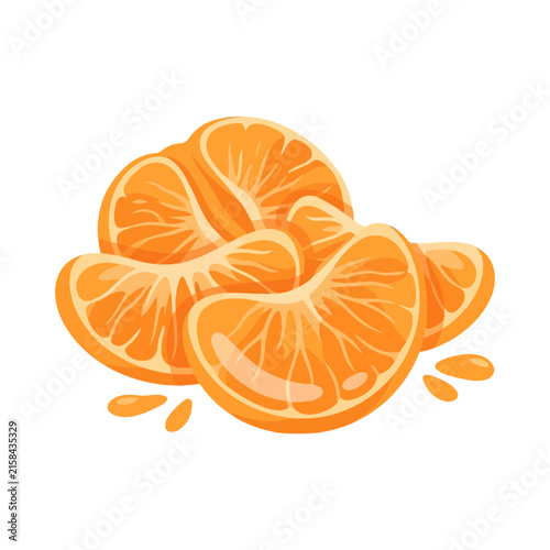 Fresh tangerine or mandarin orange segments