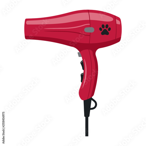 Red pet hair dryer illustration