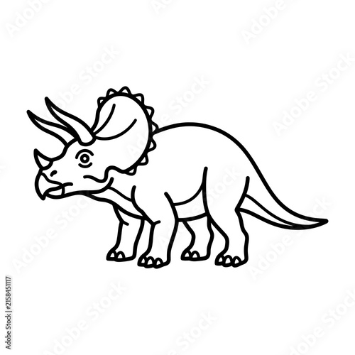 Triceratops dinosaur cartoon character illustration side view