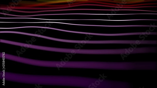 Smooth purple and pink waves flow gracefully through a dark space, creating an elegant neon atmosphere with a mysterious and futuristic mood.