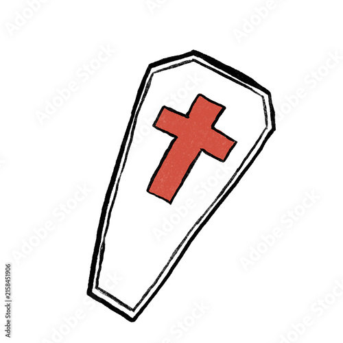 Fotografía Spooky Coffin Halloween Gothic Hand Drawn Doodle