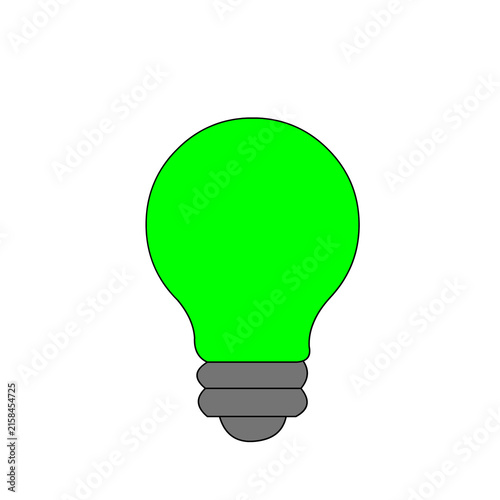 Green light bulb icon isolated on white background representing ideas, creativity, innovation and energy